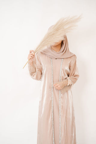 Nahida’s Feather Abaya Collection-Beige