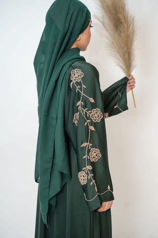 Milly's Embroided Abaya Collection- Dark Green