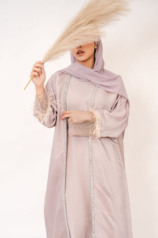 Nahida’s Feather Abaya Collection-Lilac