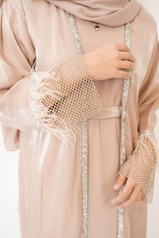 Nahida’s Feather Abaya Collection-Beige