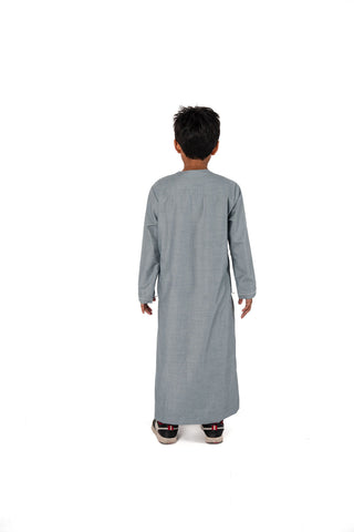 Adam’s Omani Lux Boys Thobe Collection- Stone Grey