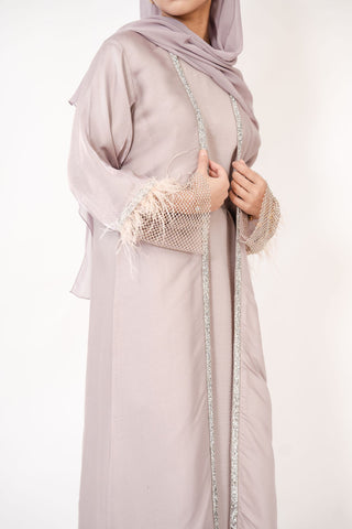 Nahida’s Feather Abaya Collection-Lilac