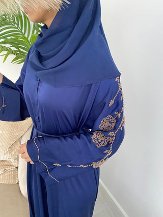 Milly's Embroided Abaya Collection- Navy Blue