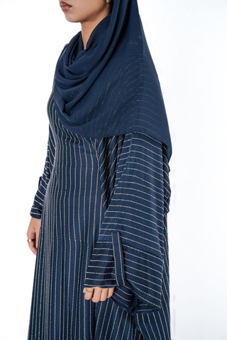 Afsana’s Satin Closed Abaya Collection- Navy Blue