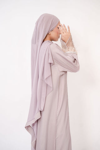 Nahida’s Feather Abaya Collection-Lilac