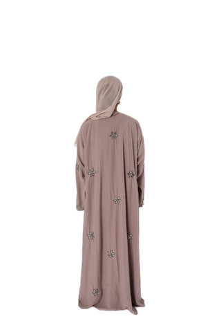 Amelia’s Flower Embroidery Nida Abaya Collection- 4 piece set