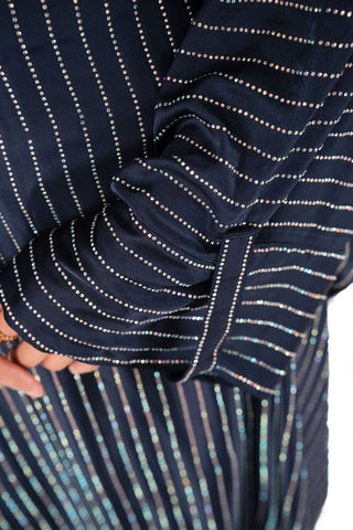 Afsana’s Satin Closed Abaya Collection- Navy Blue