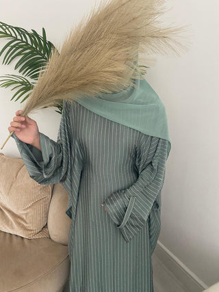 Afsana’s Satin Closed Abaya Collection- Sage Green