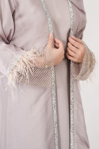 Nahida’s Feather Abaya Collection-Lilac