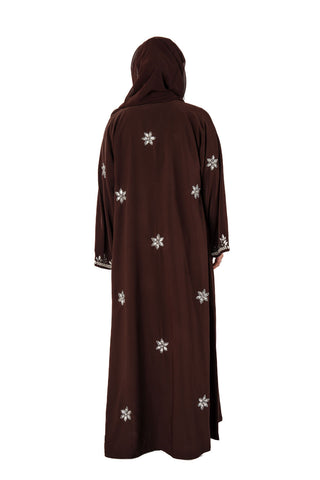Amelia’s Flower Embroidery Nida Abaya Collection- 4 piece set