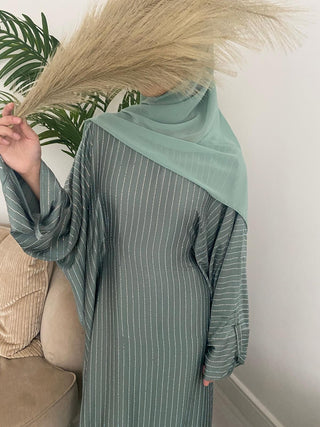 Afsana’s Satin Closed Abaya Collection- Sage Green