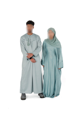 Afsana’s Satin Closed Abaya Collection- Duck Egg Blue