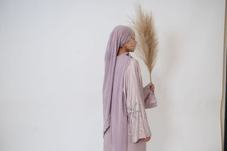 Amina’s Satin Open Abaya Collection- Lilac