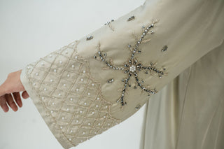 Amina’s Satin Open Abaya Collection- Sage Green