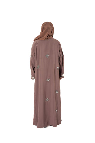 Amelia’s Flower Embroidery Nida Abaya Collection- 4 piece set