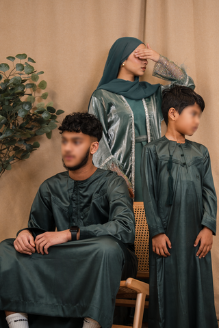 Nahida’s Feather Abaya Collection-Teal Green