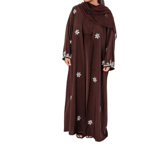 Amelia’s Flower Embroidery Nida Abaya Collection- 4 piece set