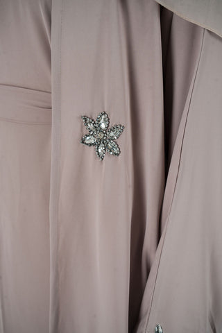 Amelia’s Flower Embroidery Nida Abaya Collection- 4 piece set