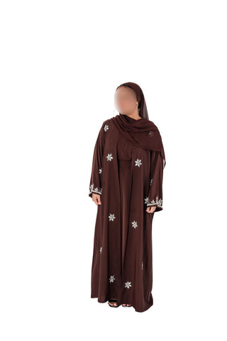 Amelia’s Flower Embroidery Nida Abaya Collection- 4 piece set