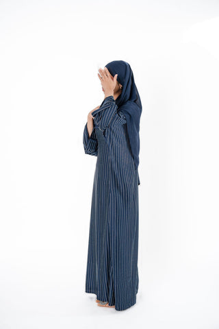 Afsana’s Satin Closed Abaya Collection- Navy Blue