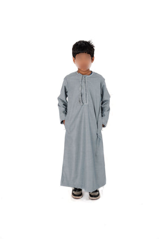 Adam’s Omani Lux Boys Thobe Collection- Stone Grey
