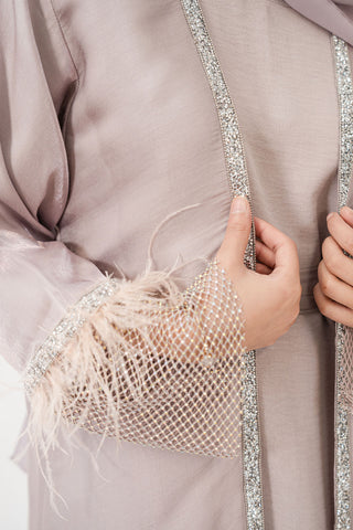 Nahida’s Feather Abaya Collection-Lilac