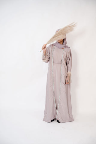Nahida’s Feather Abaya Collection-Lilac