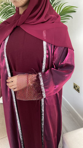 Nahida’s Feather Abaya Collection-Plum