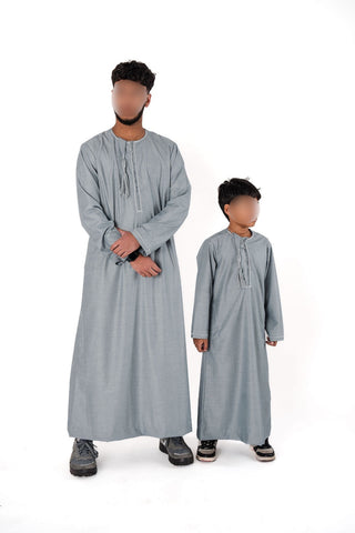 Adam’s Omani Lux Boys Thobe Collection- Stone Grey