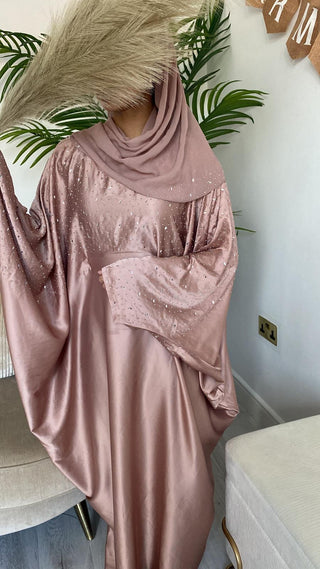 Anika’s Satin Closed Abaya Collection- Rose Pink