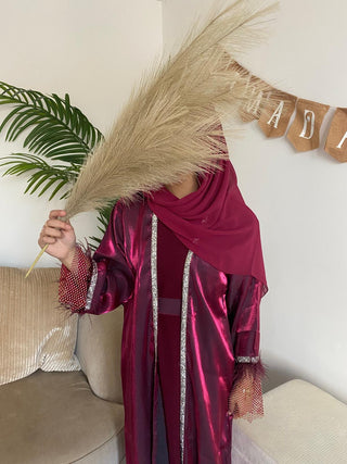 Nahida’s Feather Abaya Collection-Plum