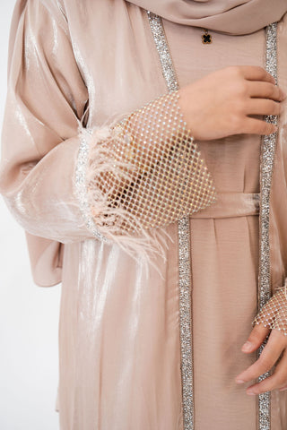 Nahida’s Feather Abaya Collection-Beige