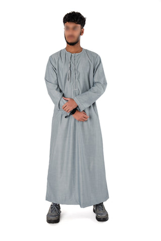 Adam’s Omani Lux Mens Thobe Collection- Stone Grey